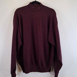 Belford Men Merino Wool Burgundy Pullover Sweater Size L